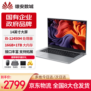 京东自营 雄安数城笔记本电脑N140MXA英特尔i5-12450H高性能14英寸IPS大屏办公商用学生专用轻薄本16G+1T