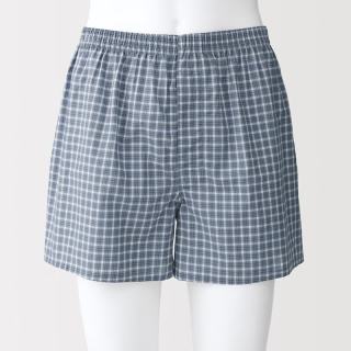 無印良品 MUJI 莱赛尔 男士平角内裤 烟熏蓝色格纹 L