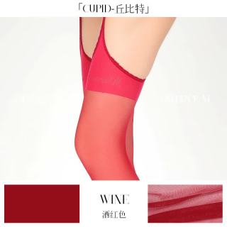 Limerence M 丝袜四面开裆吊带袜超薄一体蕾丝性感免脱情趣黑丝女袜 酒红色 1双 均码
