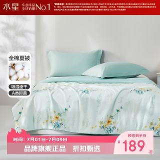 水星家纺 A类40支全棉夏凉被夏被吸湿速干空调被芯夏被子 仲夏的梅子茶全棉水洗夏被150*200cm