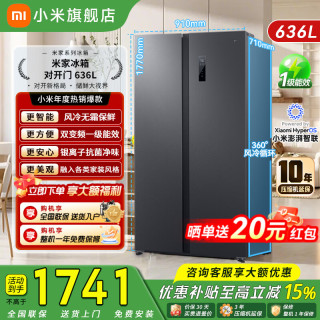 米家 小米冰箱636升对开双开门家用大容量变频风冷无霜银离子净味节能一级能效 636L对开门