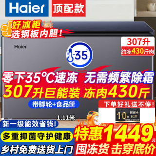 海尔 宝蓝冰柜商用 307升 长1.1米升级钢板内胆