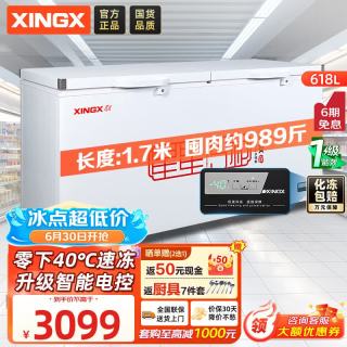 星星 618升单温冰柜商用冷藏冷冻两用卧式冰箱商用大容量保鲜速冻雪柜-40℃冷冻柜BD/BC-618GD