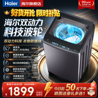 海尔 10kg双动力防缠绕新品波轮洗衣机直驱变频全自动大容量洗衣机