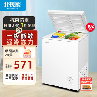 北极熊 BEIJIXIONG）双温冰柜家用小型双箱冷柜 冷藏冷冻两用柜双门商用大容量卧式冰箱节能省电 双温102升