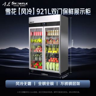 SNOWFLK SNWFLK）921升双门风冷保鲜冷藏展示柜 商用蔬菜水果饮料陈列柜冰箱 铜管不锈钢 XSL-1.2CWE2M76GTX