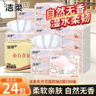 洁柔 抽纸 100抽S码(无香) 家用整箱