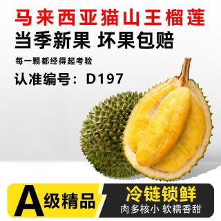 钦小鲜 马来西亚猫山王榴莲 5-5.5斤 AA级