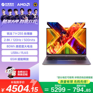 机械革命 高性能轻薄本 笔记本电脑 24G内存 1T疾  集成显卡 2880*1800 R7-8745HS 灰色 120Hz 24GB