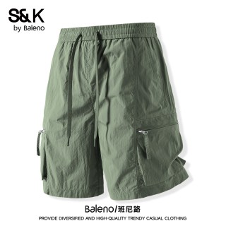 班尼路 SK山系工装短裤男夏季薄款速干五分裤多口袋直筒沙滩裤潮A