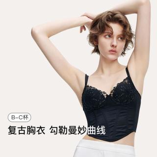 Ubras 夏复古满花刺绣轻薄文胸高弹收腹曲线内衣