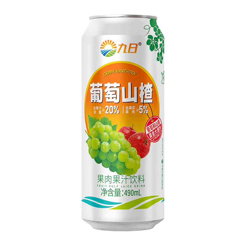 九日 葡萄山楂果汁饮料 490ml*15罐