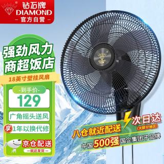 钻石牌 壁扇壁挂风扇挂壁式电风扇家用墙壁摇头挂扇挂式工业电扇大风力宿舍餐厅FB-40-3