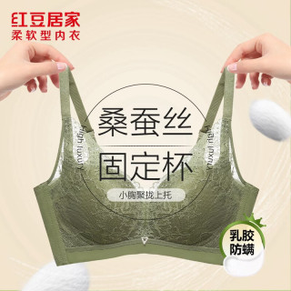 红豆居家 女士桑蚕丝里料乳胶  防螨无钢圈文胸   内衣