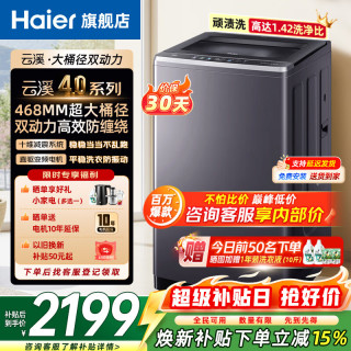 海尔 洗衣机波轮全自动10/12公斤大容量家用直驱变频洗衣机双动力防缠绕一级能以