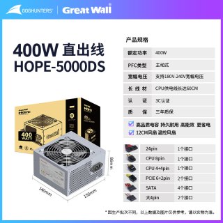GOGHUNTERS 长城电源HOPE6000DS5000DS额定500W600W700W400W台式主机电脑电源