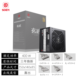 硕一 玄武V600台式机电脑主动式PFC主机箱ATX电源500W 400W  300W