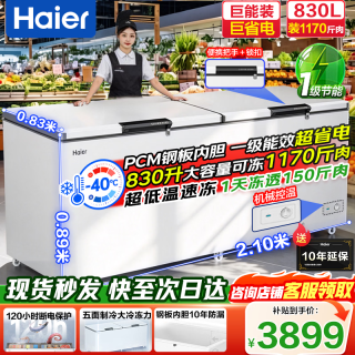 海尔 大容量冰柜500/600/700/800升以上商用冰柜零下40度超低温深冷速冻一级能效无需频繁除霜冷柜