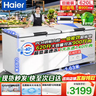 海尔 大容量冰柜500/600/700/800升以上商用冰柜零下40度超低温深冷速冻一级能效无需频繁除霜冷柜