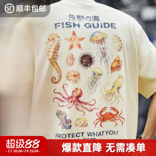 马登 做旧印花宽松短袖重磅t恤衫