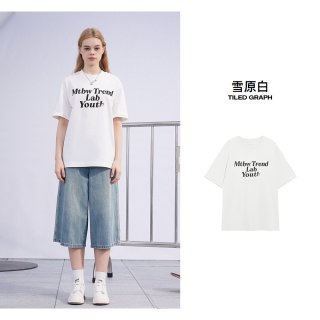 美特斯邦威 男女同款夏美式潮流字母时尚单品圆领百搭情侣短袖T恤