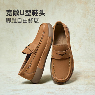 骆驼 G15S201120 磨砂牛皮革 黄棕 42 休闲皮鞋