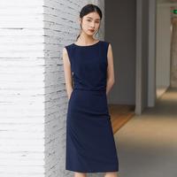 皑如 夏款收腰圆领A字裙型显高显瘦休闲时尚连衣裙