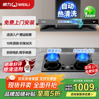 威力 抽吸排油烟机家用大吸力一级能效36风量上门安装厨房顶吸式欧式吸油烟机燃气灶烟灶套装 【两