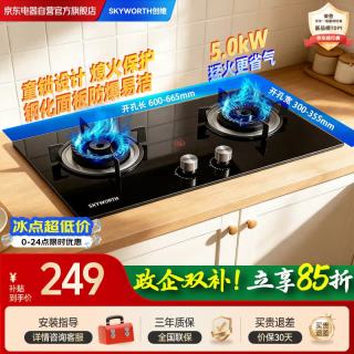 创维 燃气煤气灶双灶家用5kW大火力嵌入式台式两用双眼灶具 一级能效出租房屋 液化气ZDD01