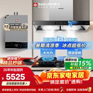 樱花（SAKURA）欧式烟机27立方1100pa大吸力5.2kW猛火】