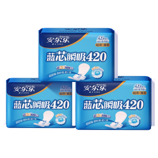 安尔乐 蓝芯夜用420mm卫生巾超薄防漏