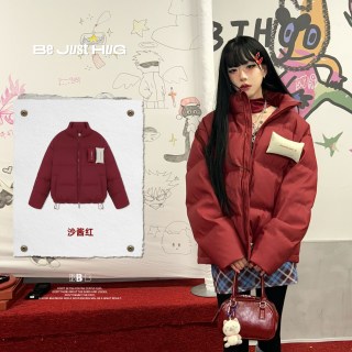 BJHG 不计后果可拆卸羽绒服男款冬季潮牌美式短款白鸭绒工装外套女