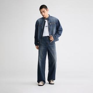 Lee 26早秋新品五袋款超宽松锥形牛仔裤中蓝色男女同款