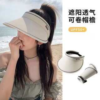 K style 女士空顶防晒遮阳帽 米色（可调节）