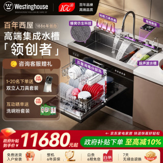 西屋电气 西屋集成水槽洗碗机超声波果蔬清洗家用双层上下分层洗嵌入式碗柜14套洗碗机一体机 JCX-S9L 旗舰款1000mm
