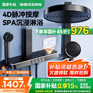 浪鲸 恒温淋浴花洒套装钢琴花洒全套增压自洁沐浴器浴室精铜背喷淋雨器 枪灰恒温-除氯美肤