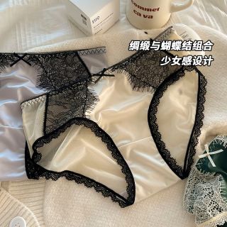 瑶樱莱 ins纯欲风冰丝无痕内裤女纯棉裆性感蕾丝网纱美臀网红少女三角裤