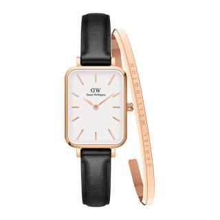 Daniel Wellington DW小方表+经典手镯简约时尚奢品高中生百搭皮表带防水