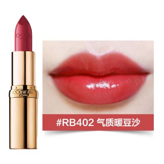 巴黎欧莱雅 欧莱雅小妖金口红唇膏水润缎光402暖豆沙糖心柿红金闪红棕官方