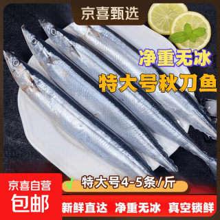 京东 真空锁鲜大号无冰净重深海秋刀鱼活鱼急冻肉质鲜嫩海鲜生鲜鱼类 大号无冰秋刀鱼（4-5条/斤）5斤
