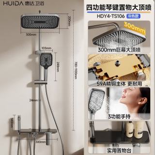 惠达 卫浴淋浴花洒套装精铜主体增压花洒家用卫生间沐浴洗澡惠达花洒 TS106-大置物