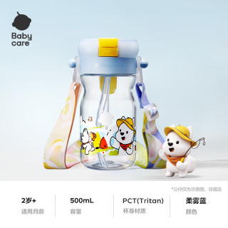 babycare 儿童水杯吸管杯 大宝宝喷雾降温幼儿园防摔便携水壶 500ml