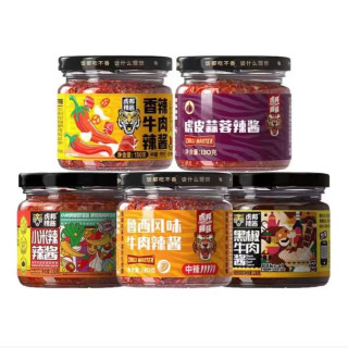 虎邦 招牌辣酱 鲁西牛肉+香辣牛肉+蒜蓉+小米辣+黑椒酱130g*5（折4.78元/瓶）