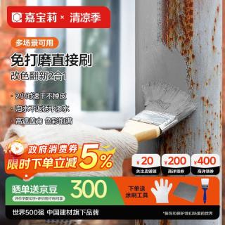 嘉宝莉 防锈漆免除锈免打磨防腐水性金属漆改色漆彩钢瓦翻新专用油漆涂料浅灰1kg