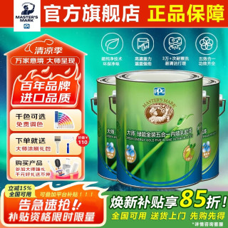 master's mark 大师ppg大师绿能金装五合一内墙乳胶漆油漆室内家用自刷环保涂料面漆 11L金装五合一套装