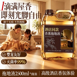 露浓笑 地板清洁剂液拖地专用瓷砖持久留香不留水印杀清香菌强力去污抛光 2500ml 卡其色