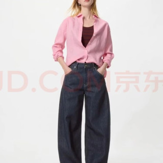 优衣库 宽松廓形牛仔裤常规款女装男装/弯刀镰刀裤482280 479000 479000/69藏青色 34 /175/86A