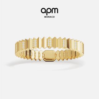 APM Monaco [夏季新品]APM Monaco金黄色波浪Up and Down手链宽版几何手饰