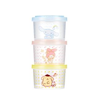 名创优品 三丽鸥系列 圆形便当盒三件套 塑料 1.8L*1+500ml*2 粉色