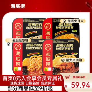 海底捞 自热小火锅方便速食免煮夜宵即食零食户外露营加班懒人宿舍饭 麻辣酥肉+番茄酥肉+肥汁+肉丸